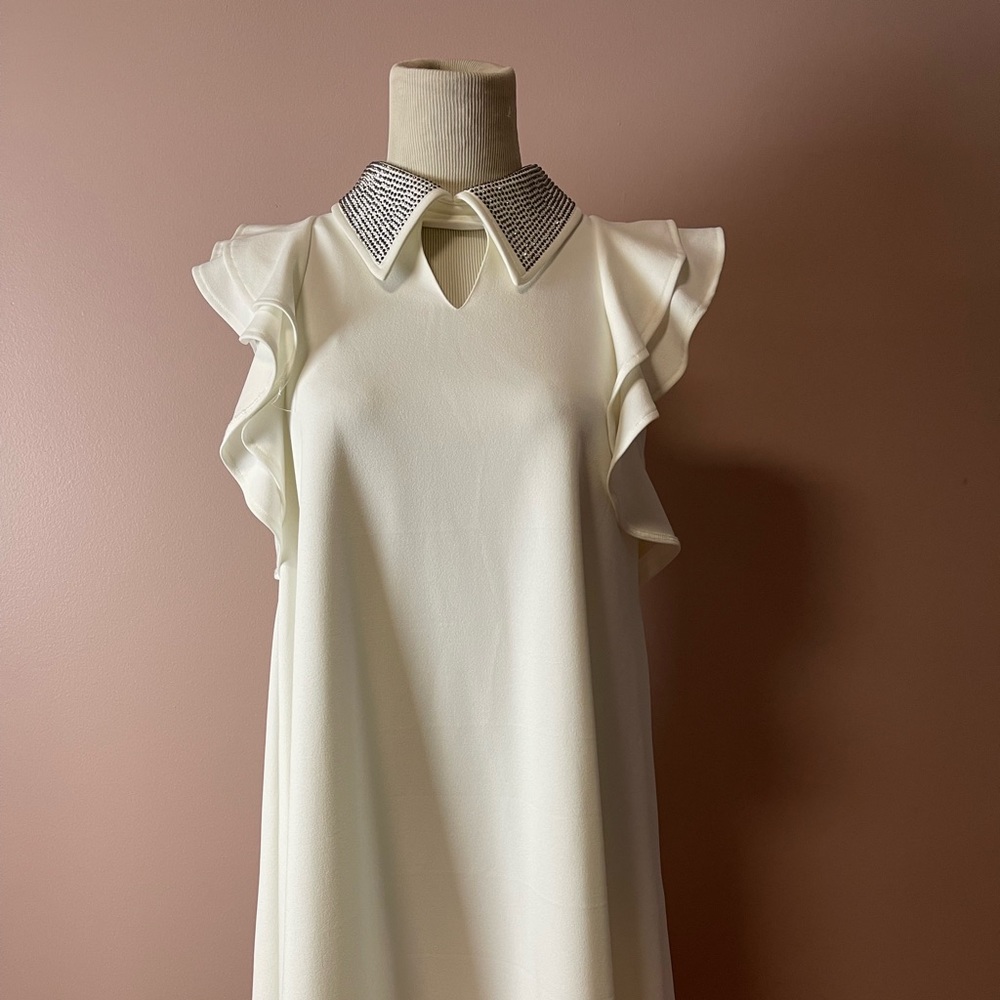 Gracia Fashion White midi dress, size medium new with tags